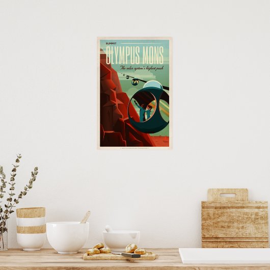 TOP OLYMPUS MONS Tour SpaceX Retro Mars-kolonie Poster (Keuken)