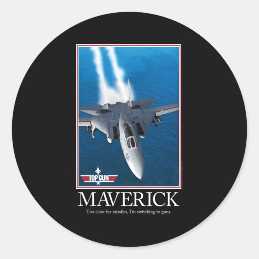Top Pistool Maverick Motivatie Ronde Sticker (Voorkant)