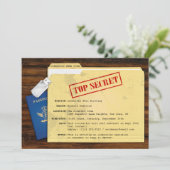 Top Secret Agent Mission Surprise Party Uitnodigin Kaart (Staand voorkant)