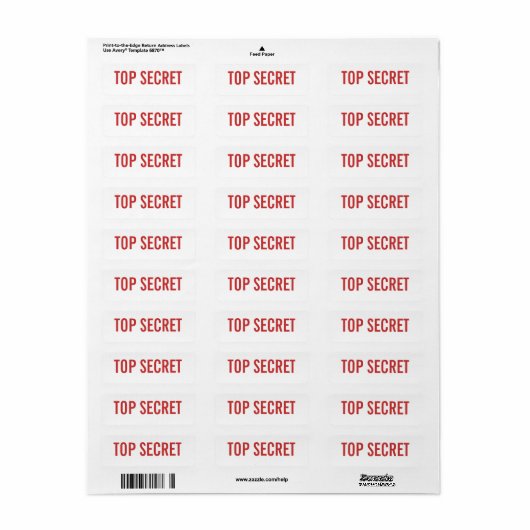TOP SECRET-label Etiket (Full Sheet)