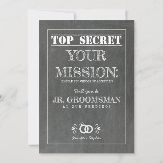 Top Secret Mission - Junior Groomsman Voorstel Kaart (Voorkant)