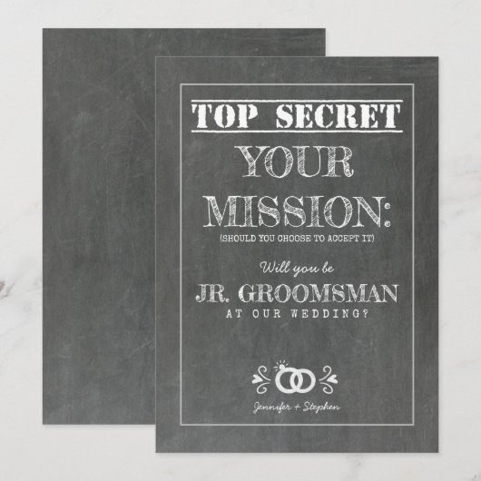Top Secret Mission - Junior Groomsman Voorstel Kaart (Voorkant / Achterkant)