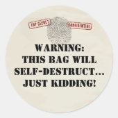 Top Secret Spy Mission Kinder Partij Ronde Sticker (Voorkant)