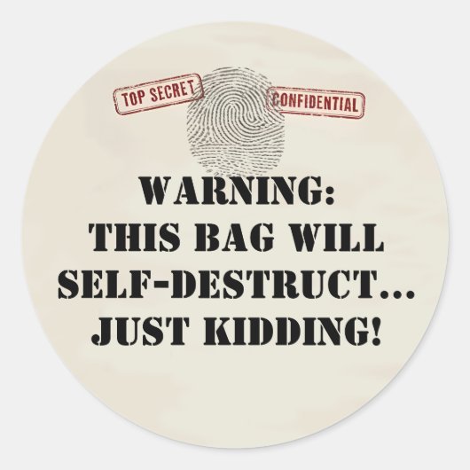 Top Secret Spy Mission Kinder Partij Ronde Sticker (Voorkant)