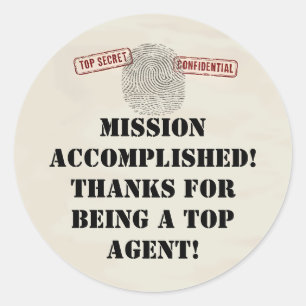 Top Secret Spy Mission Kinder Partij Ronde Sticker