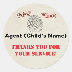 Top Secret Spy Mission Kinder Partij Ronde Sticker