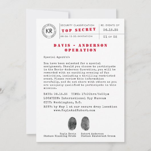 Top Secret Spy uitnodiging (Voorkant)