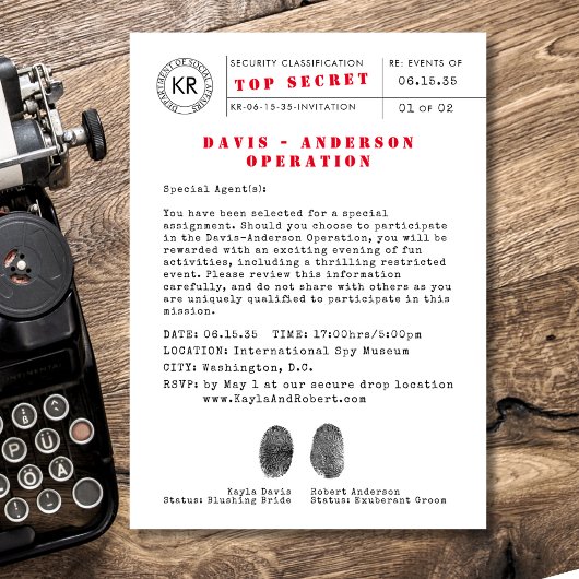 Top Secret Spy uitnodiging