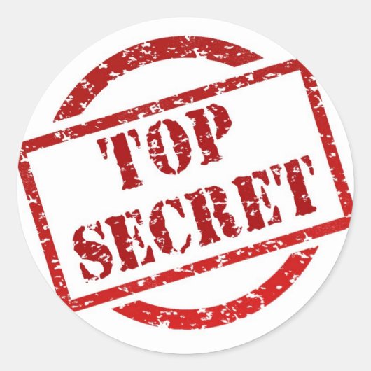 Top Secret Stamp Classic Ronde Sticker, Glanzend Ronde Sticker (Voorkant)