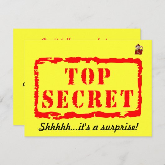 Top secret verjaardagsfeest uitnodiging (Voorkant / Achterkant)