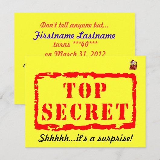 Top secret verjaardagsfeest uitnodiging briefkaart (Voorkant / Achterkant)