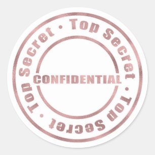 Top Secret Vertrouwelijk Roze Goud Modern Glam Ronde Sticker