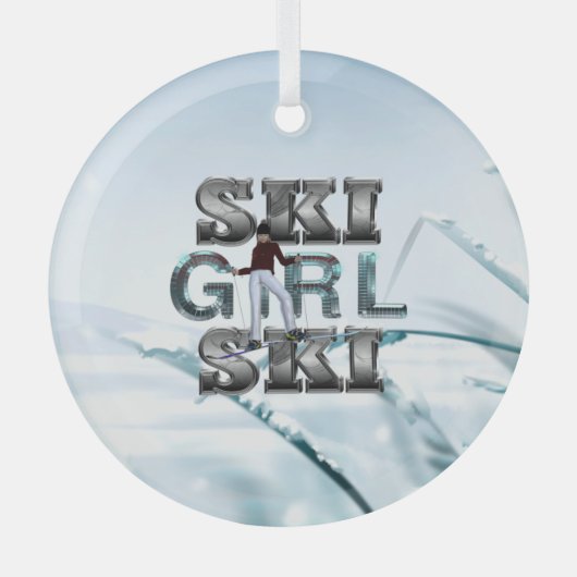 TOP Ski Girl Ski Glas Ornament (Voorkant)