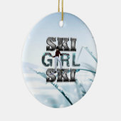 TOP Ski Girl Ski Keramisch Ornament (Rechts)