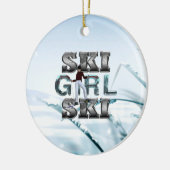 TOP Ski Girl Ski Keramisch Ornament (Links)