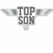 Top Son Aviator Piloot Vleugels Zilver Effect Sticker (Voorkant)
