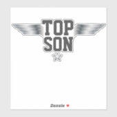 Top Son Aviator Piloot Vleugels Zilver Effect Sticker (Vel)