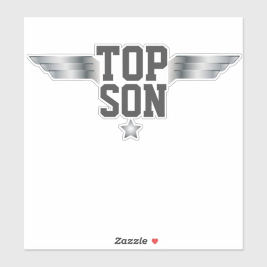 Top Son Aviator Piloot Vleugels Zilver Effect Sticker (Vel)
