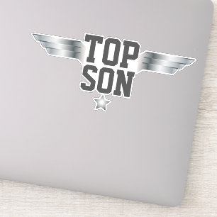 Top Son Aviator piloot vleugels zilveren effect Sticker