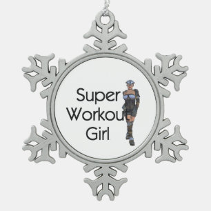 TOP Super Workout Girl Tin Sneeuwvlok Ornament