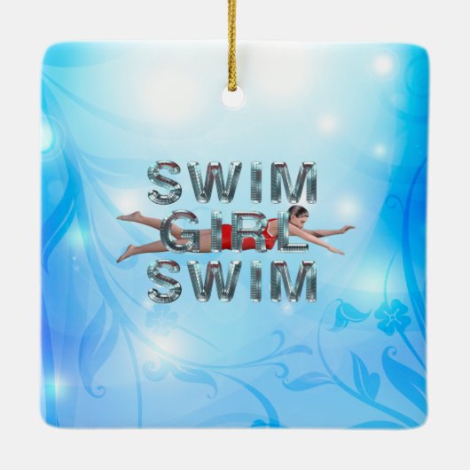 TOP Swim Girl Swim Keramisch Ornament (Achterkant)