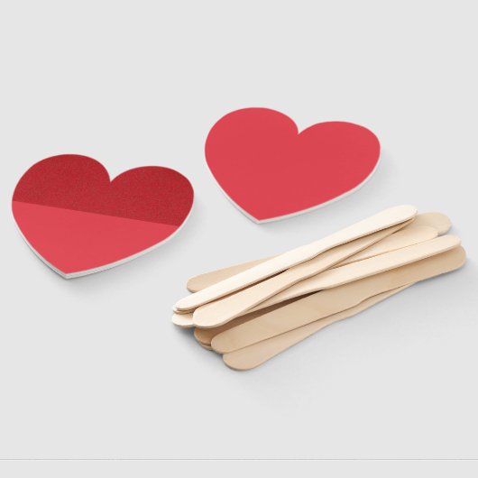 Top Textured Heart Paddle Fan – Tomaat Rood Aangep Handwaaier (Niet-gemonteerd)