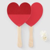 Top Textured Heart Paddle Fan – Tomaat Rood Aangep Handwaaier (Voorkant en achterkant)