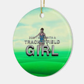 TOP Track en Field Girl Keramisch Ornament (Links)