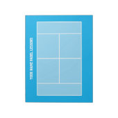 Top uitzicht padel tennisbaan lijn dimensie tekeni notitieblok (Linkerzijde)