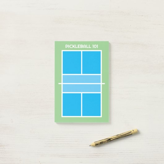 Top uitzicht pickleball court lijnen training coac post-it® notes (Op bureau)