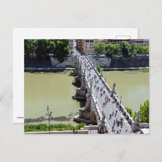 Top uitzicht van de Sant'Angelo Bridge in Rome, It Briefkaart (Voorkant / Achterkant)