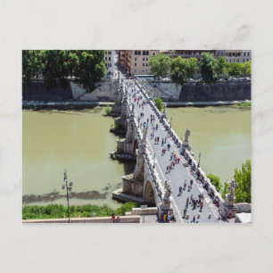 Top uitzicht van de Sant'Angelo Bridge in Rome, It Briefkaart