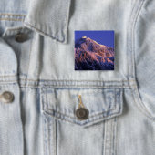 Top van de Denali-piek (Mt. McKinley) op Vierkante Button 5,1 Cm (In situ)