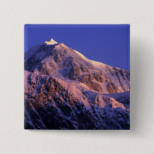 Top van de Denali-piek (Mt. McKinley) op Vierkante Button 5,1 Cm (Voorkant)