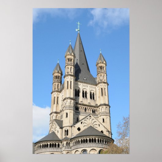 Top van de kerk van Gross St. Martin in Keulen Poster (Voorkant)
