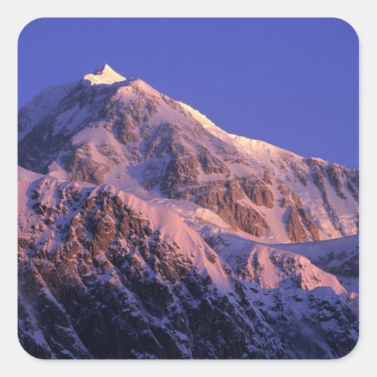 Top van Denali Peak (Mt. McKinley) op Vierkante Sticker (Voorkant)