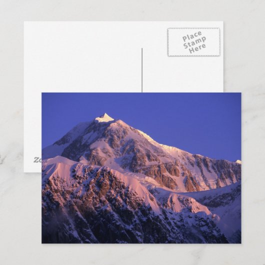 Top van Denali Peak Mt. McKinley) te Briefkaart (Voorkant / Achterkant)