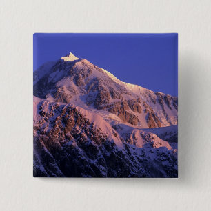 Top van Denali Peak Mt. McKinley) te Vierkante Button 5,1 Cm