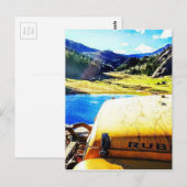 Top van een Gele Jeep met bergen Briefkaart (Voorkant / Achterkant)