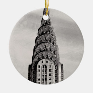 Top van het Chrysler Building NYC - B&W Keramisch Ornament