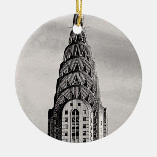 Top van het Chrysler Building NYC - B&W Keramisch Ornament (Voorkant)