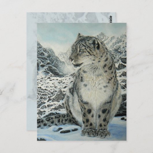 Top van Koning Snow Leopard briefkaart (Voorkant / Achterkant)