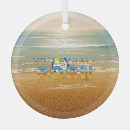 TOP Volleybal Geboren Glas Ornament (Voorkant)
