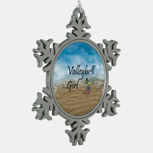 TOP Volleyball Girl Tin Sneeuwvlok Ornament (Links)