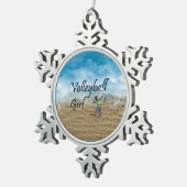 TOP Volleyball Girl Tin Sneeuwvlok Ornament (Rechts)