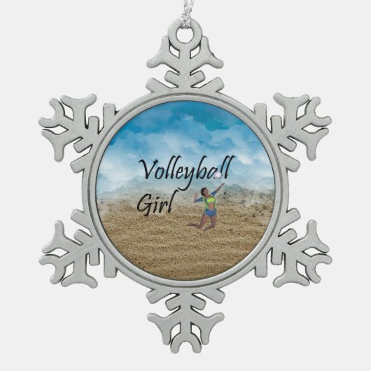 TOP Volleyball Girl Tin Sneeuwvlok Ornament (Voorkant)