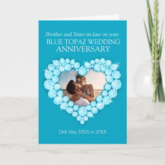 Topaz 4de huwelijksverjaardag broer fotokaart kaart (Voorkant)