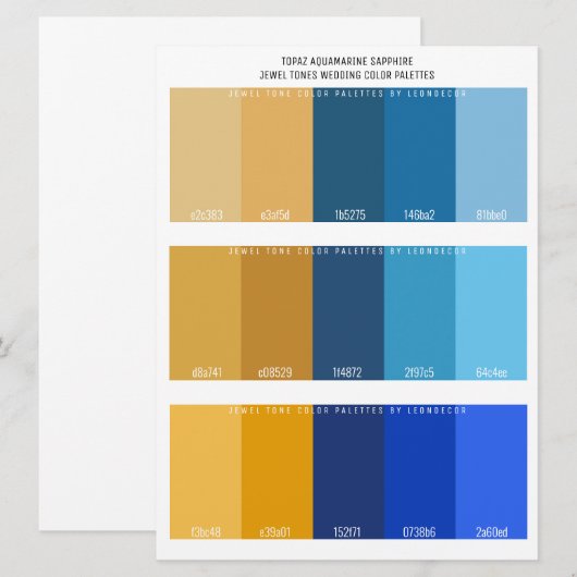 Topaz Aquamarijn Saffier Jewel Tone Bruiloft Kleur (Voorkant / Achterkant)