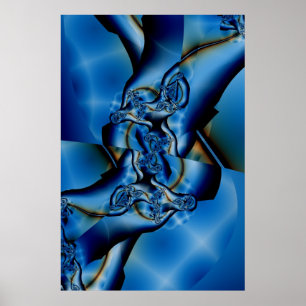 Topaz   Blauwe en witte fractale kunst Poster