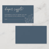 Topaz Blue Wildflower Line Art Luier Raffle Informatiekaartje (Voorkant / Achterkant)